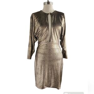 NWT BEBE Plunging Keyhole Gold Snakeskin Mini | SZ S